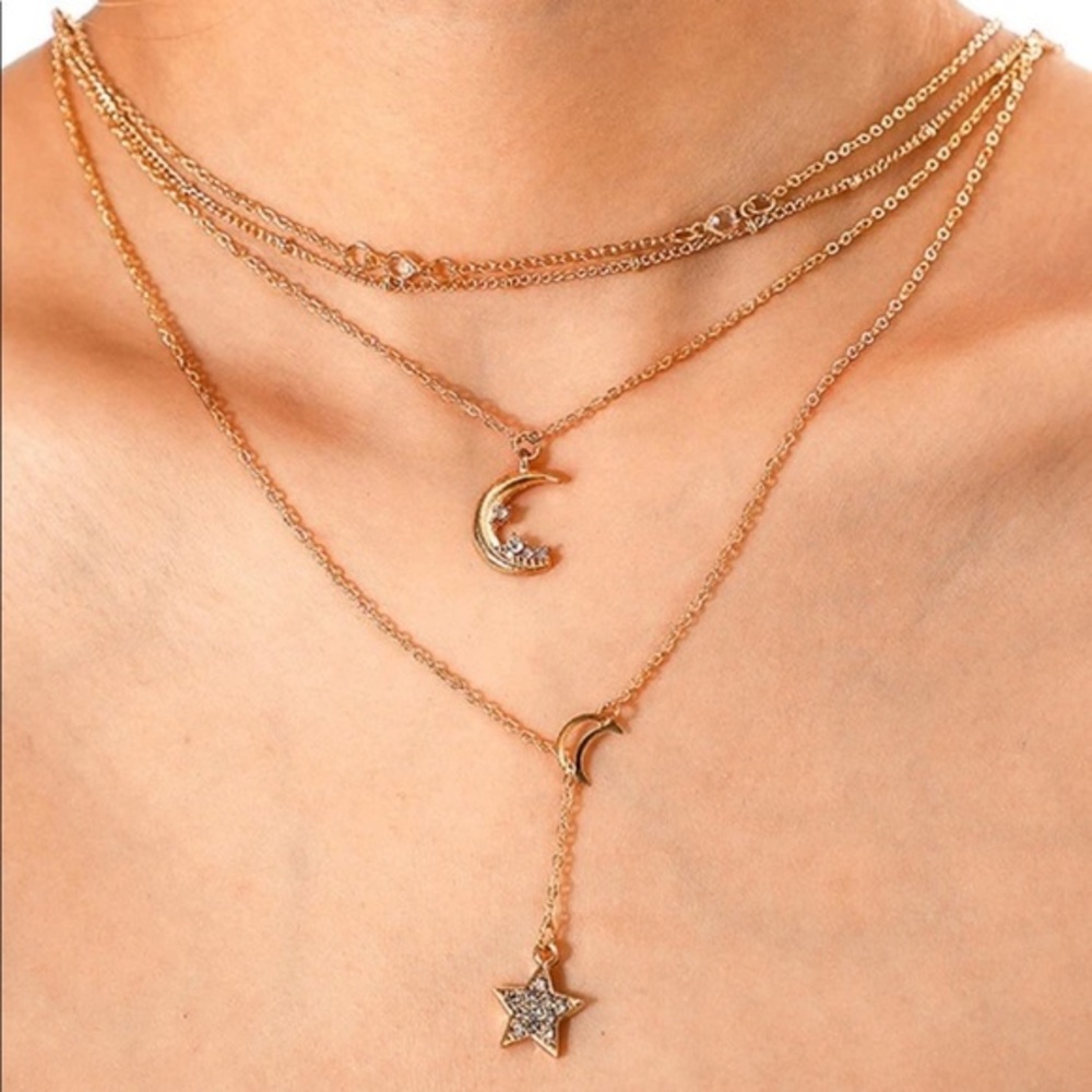 • Reina • Moon + Star Pendent Necklace